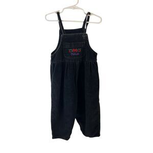 Oshkosh corduroy black red jumper 3t snap legs vintage (paper tag) embroidered f